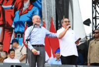 Presiden Prabowo Subianto dalam peringatan Hari Buruh Internasional atau May Day 2025 yang digelar di Lapangan Monas, Jakarta Pusat. (Dok. TIm Media Prabowo)