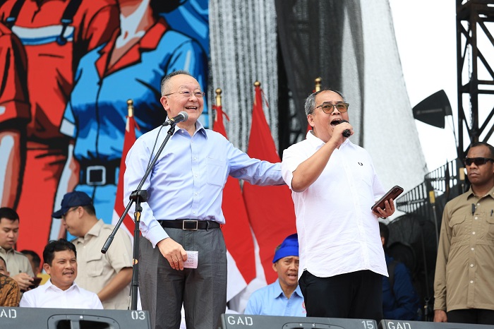 Presiden Prabowo Subianto dalam peringatan Hari Buruh Internasional atau May Day 2025 yang digelar di Lapangan Monas, Jakarta Pusat. (Dok. TIm Media Prabowo)
