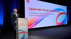 John Cai, President of Router Domain, Huawei Data Communication Product Line, delivering a speech